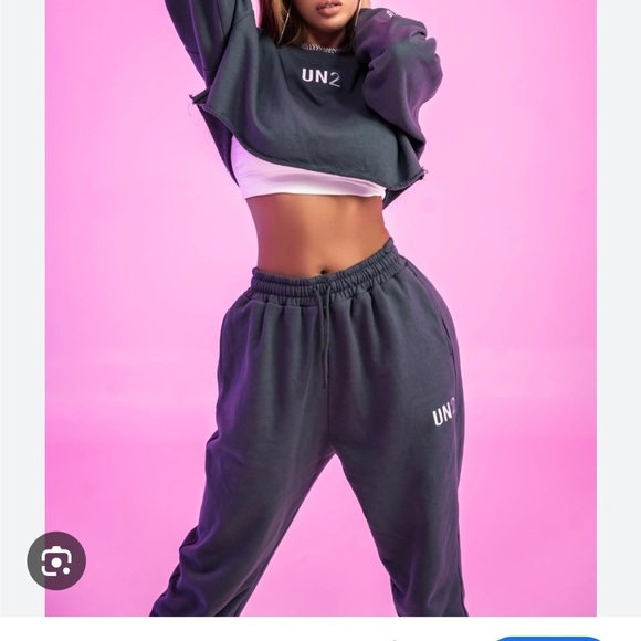 MIEUX UN2 CROP TOP SWEATER sweatshirt shadow gray size 4 (XL) - Picture 2 of 8